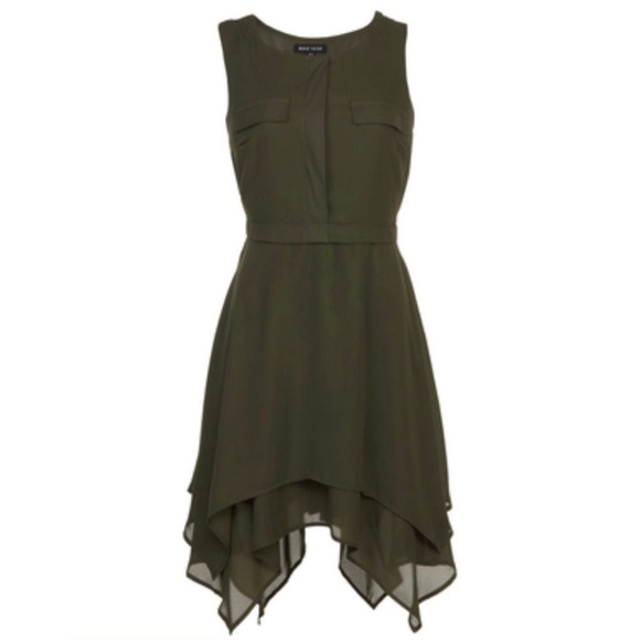 Max & Ash Dresses & Skirts - New Women’s Juniors Small Olive Green Shark Bite Hem Dress